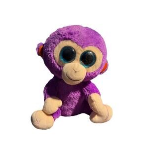 Ty Beanie Boos GRAPES Purple Monkey 6" Plush Retired 2015 Glitter‎ Eyes